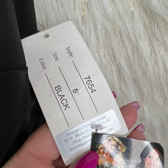 Jovani Womens Sheath Dress Black Ruched Drape Neck Racerback Embellished 6 New - Picture 9 of 9